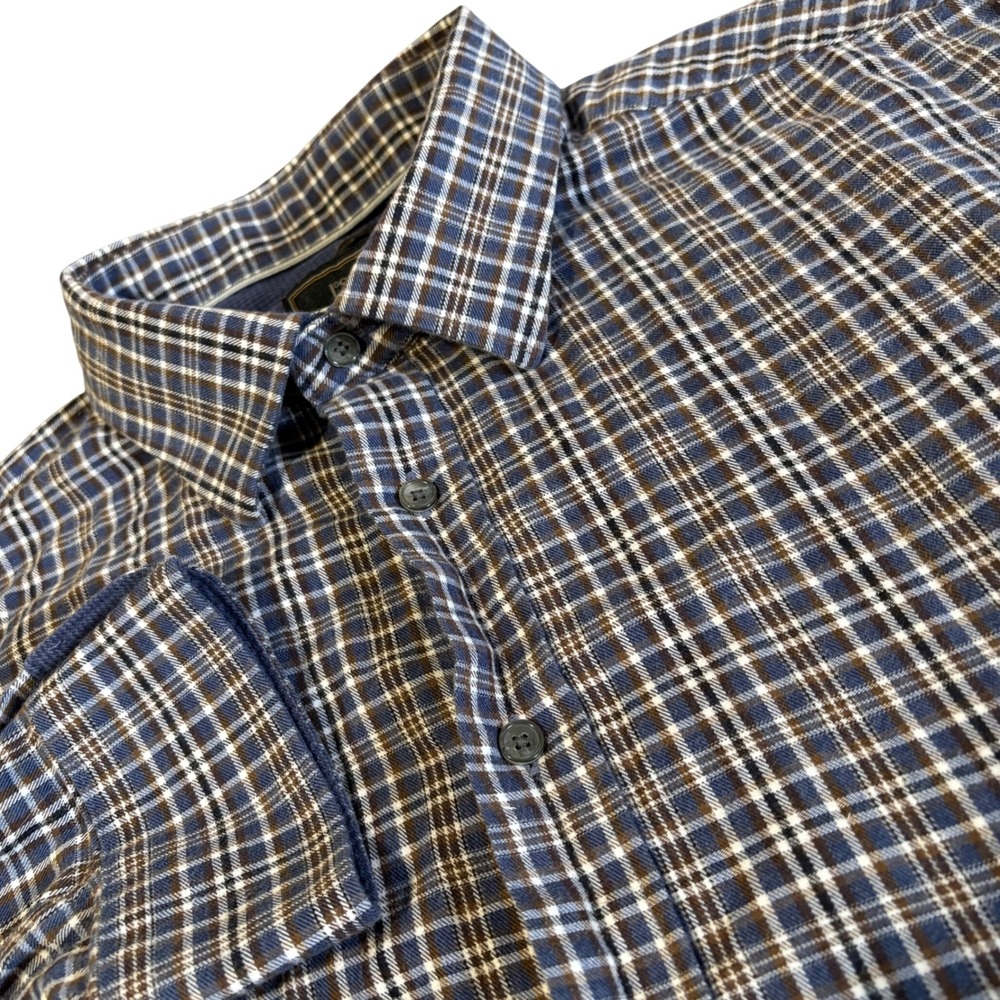 JosABank Reserve ButtonUp Shirt Men XL Blue Plaid Cashmere Blend Traditional Fit